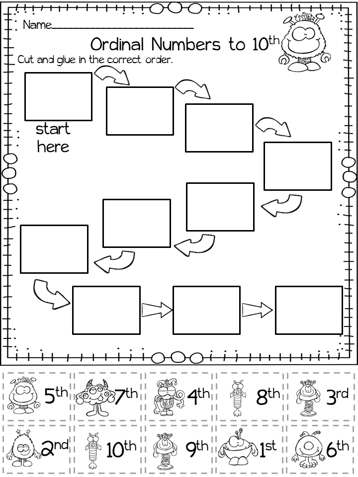 Ordinal Numbers Worksheet 1st Grade