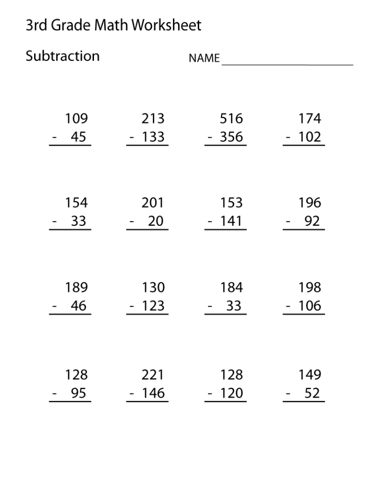 Free Printable Math Worksheets For 3rd Grade