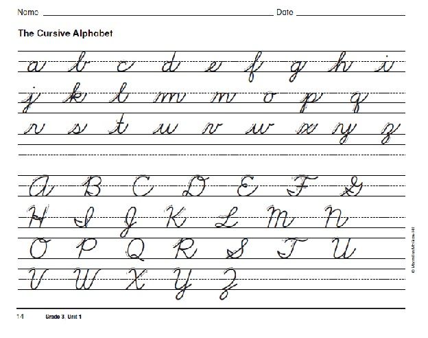 Cursive Worksheets For 3rd Grade