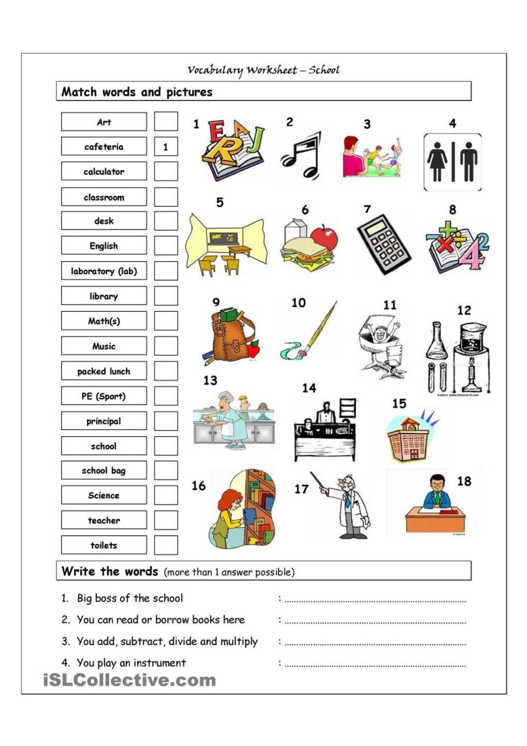 Vocabulary Worksheets